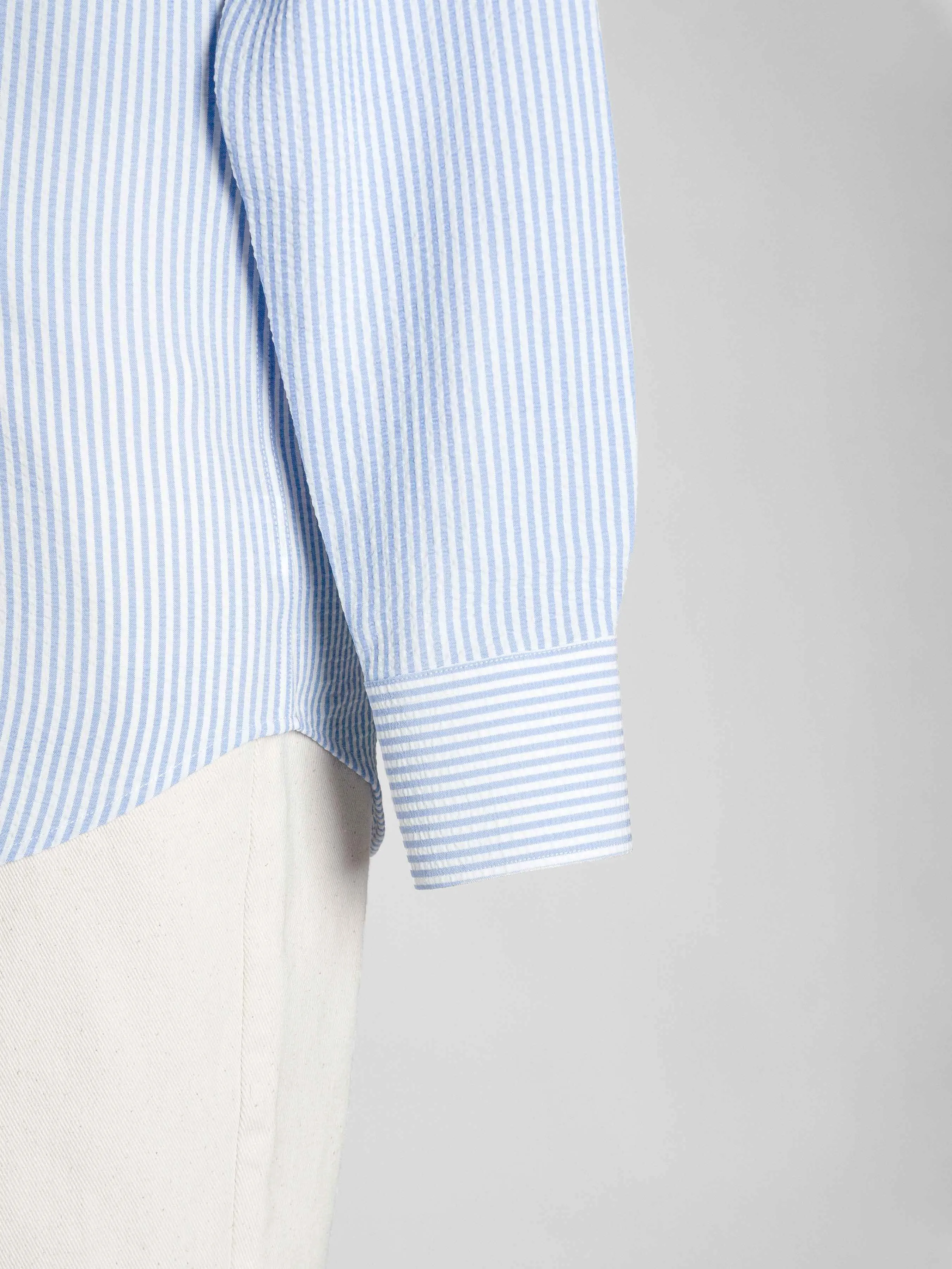 Seersucker Striped Shirt - Light Blue