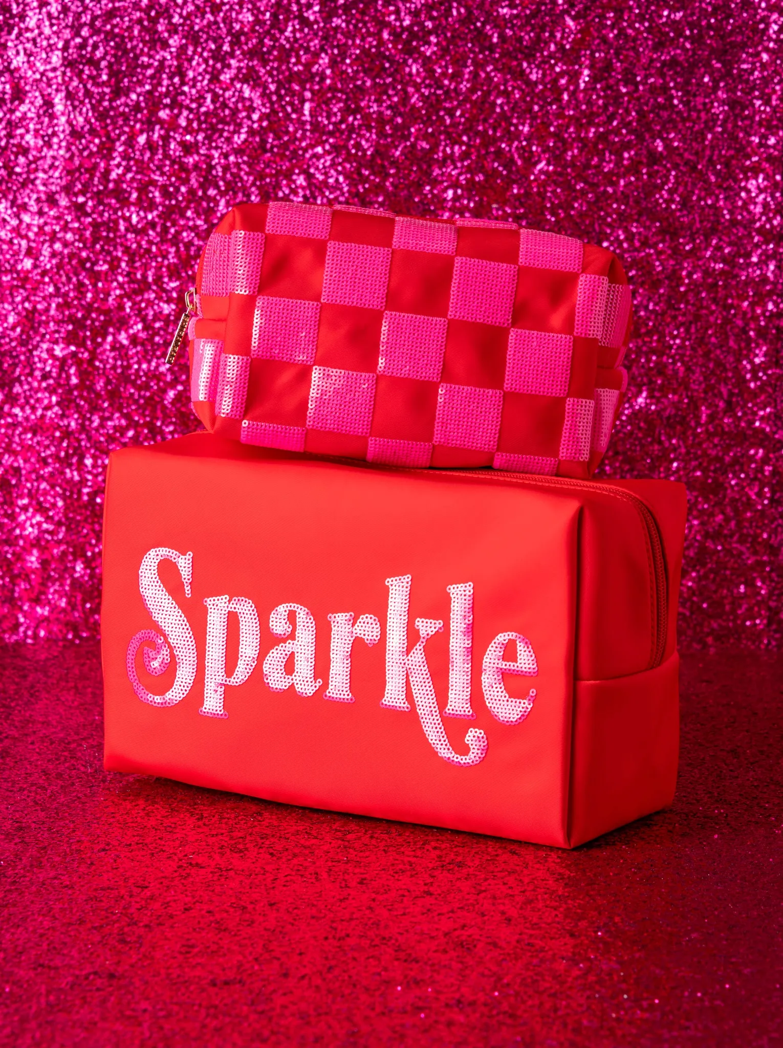 Shiraleah Cara "Sparkle" Large Cosmetic Pouch, Red