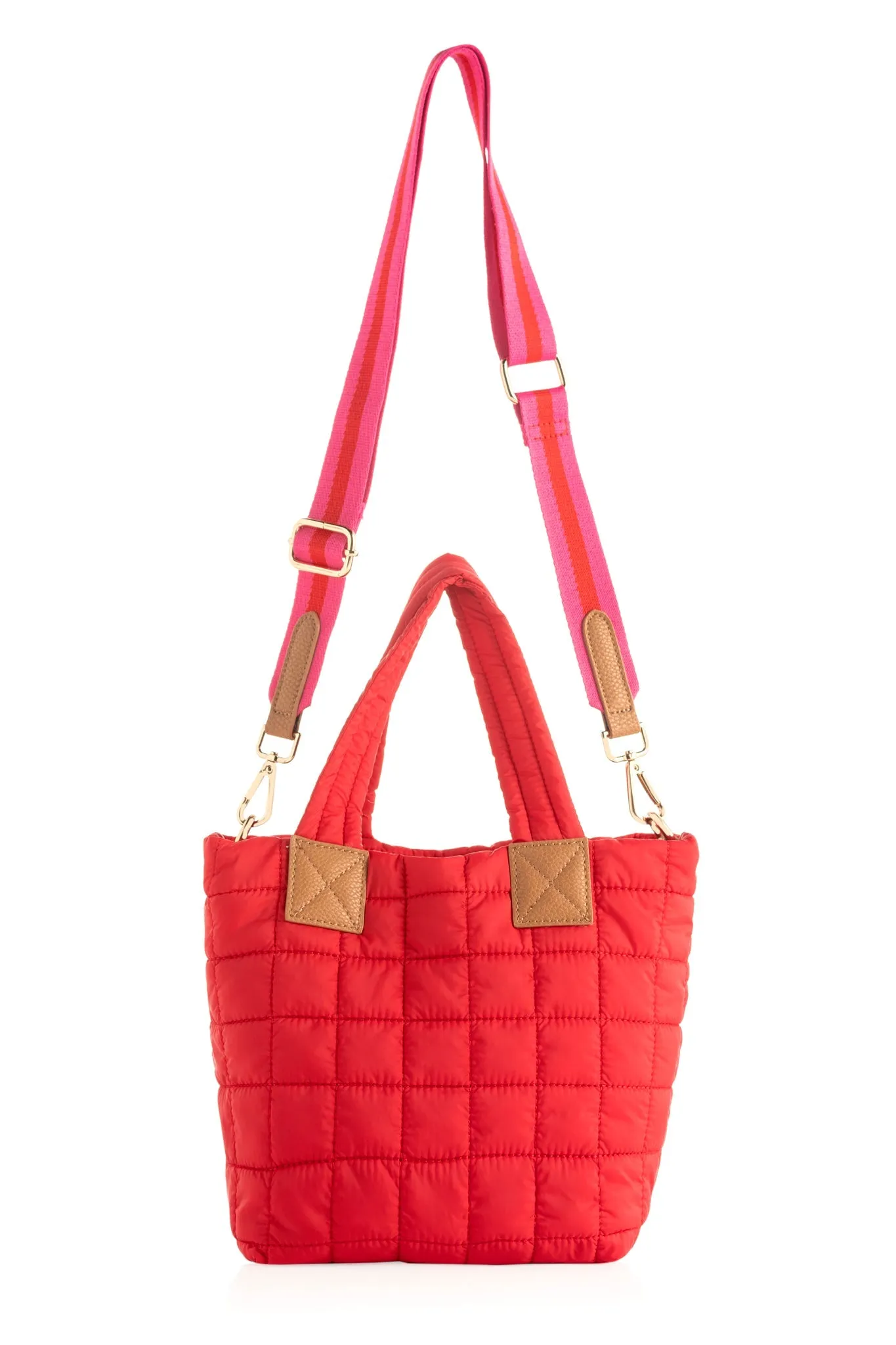 Shiraleah Ezra Quilted Nylon Mini Tote Cross-Body, Red