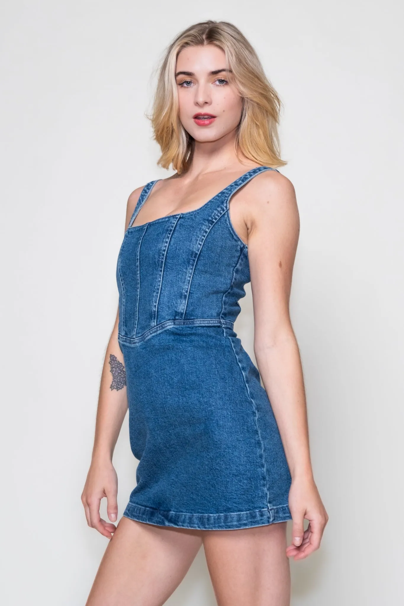 Show Me Your Mumu Denim Corset Mini Dress