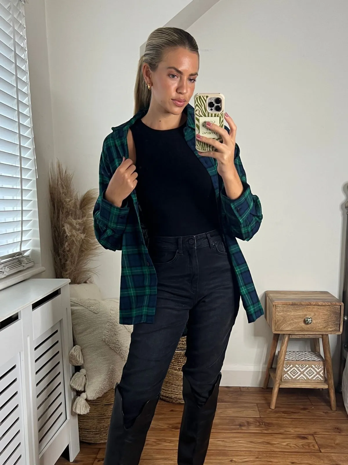 Sienna Oversized Shirt / Green Check