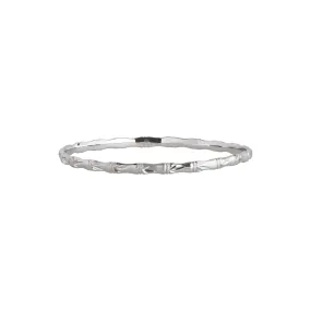 Silver Bamboo Bangle With Leaf Detail | 4MM