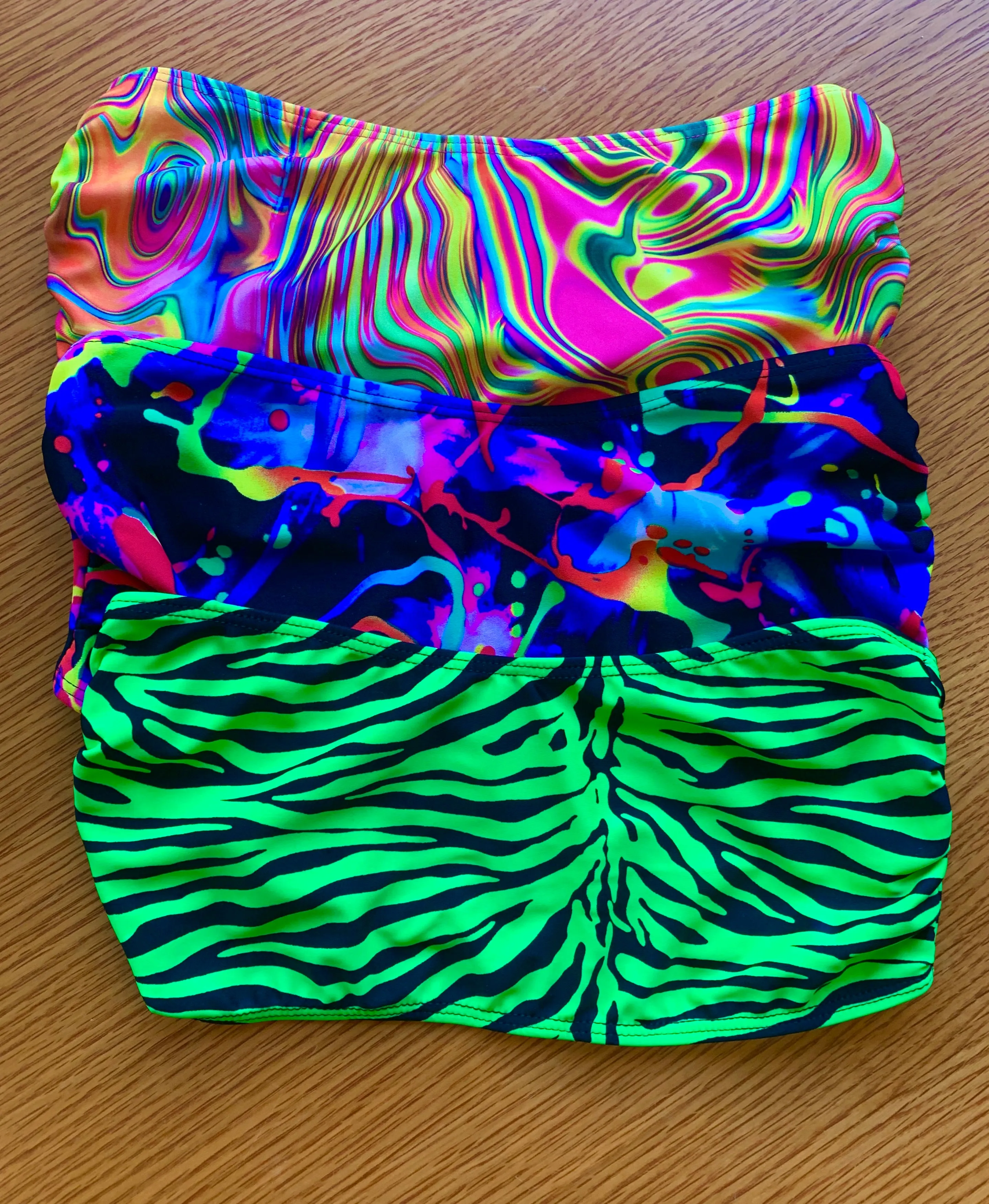 Swim Bandeau Top in Acid Swirl