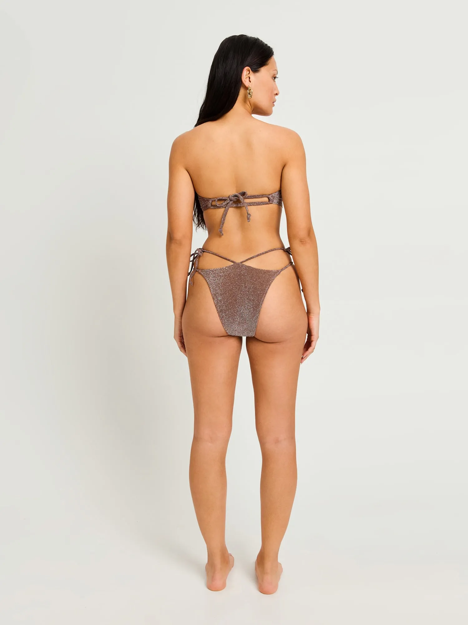 Swimwear Shimmer Hi-Leg String Bottom High Absorbency Espresso