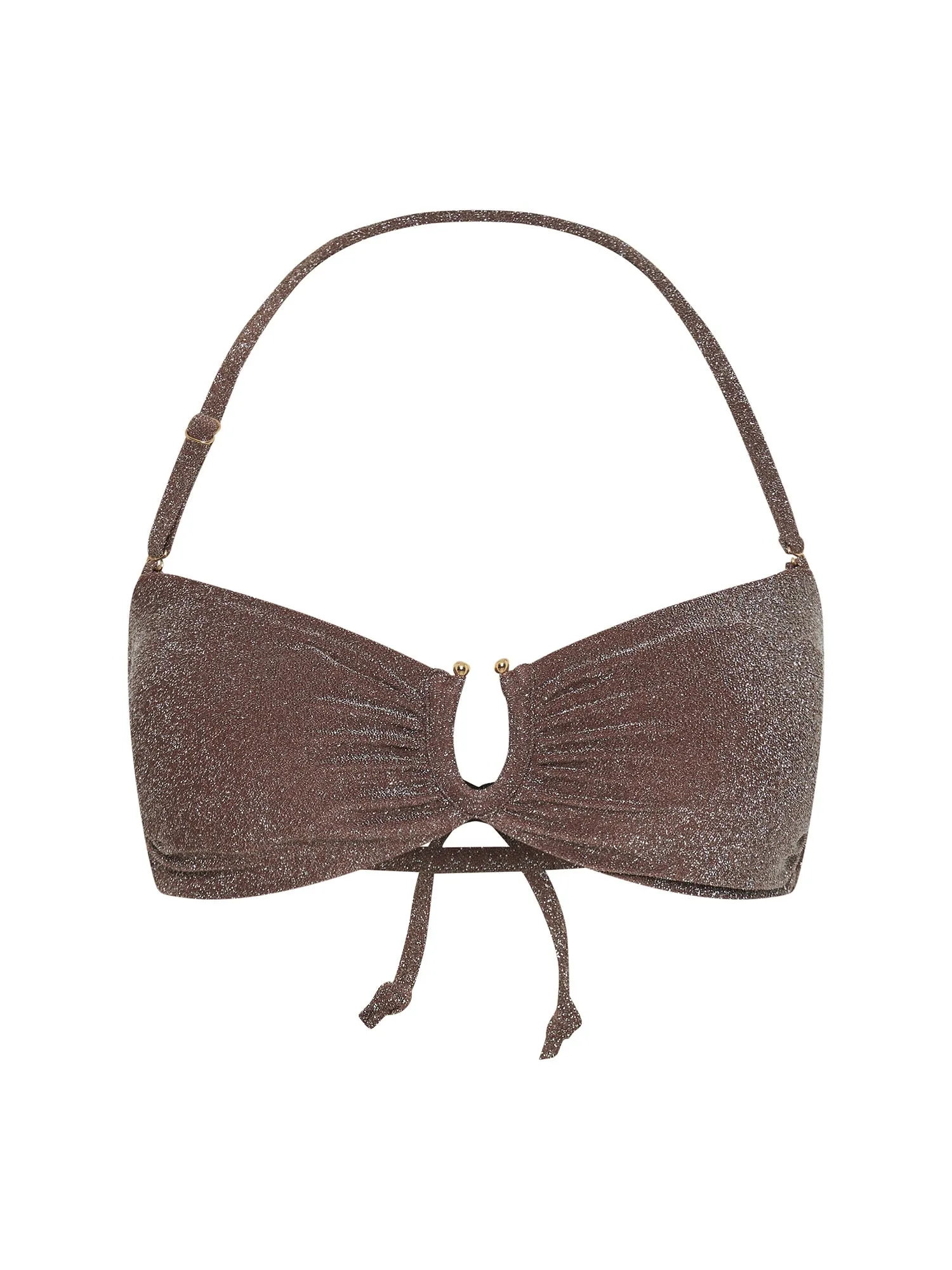 Swimwear Shimmer Tie Back Bandeau Top Espresso