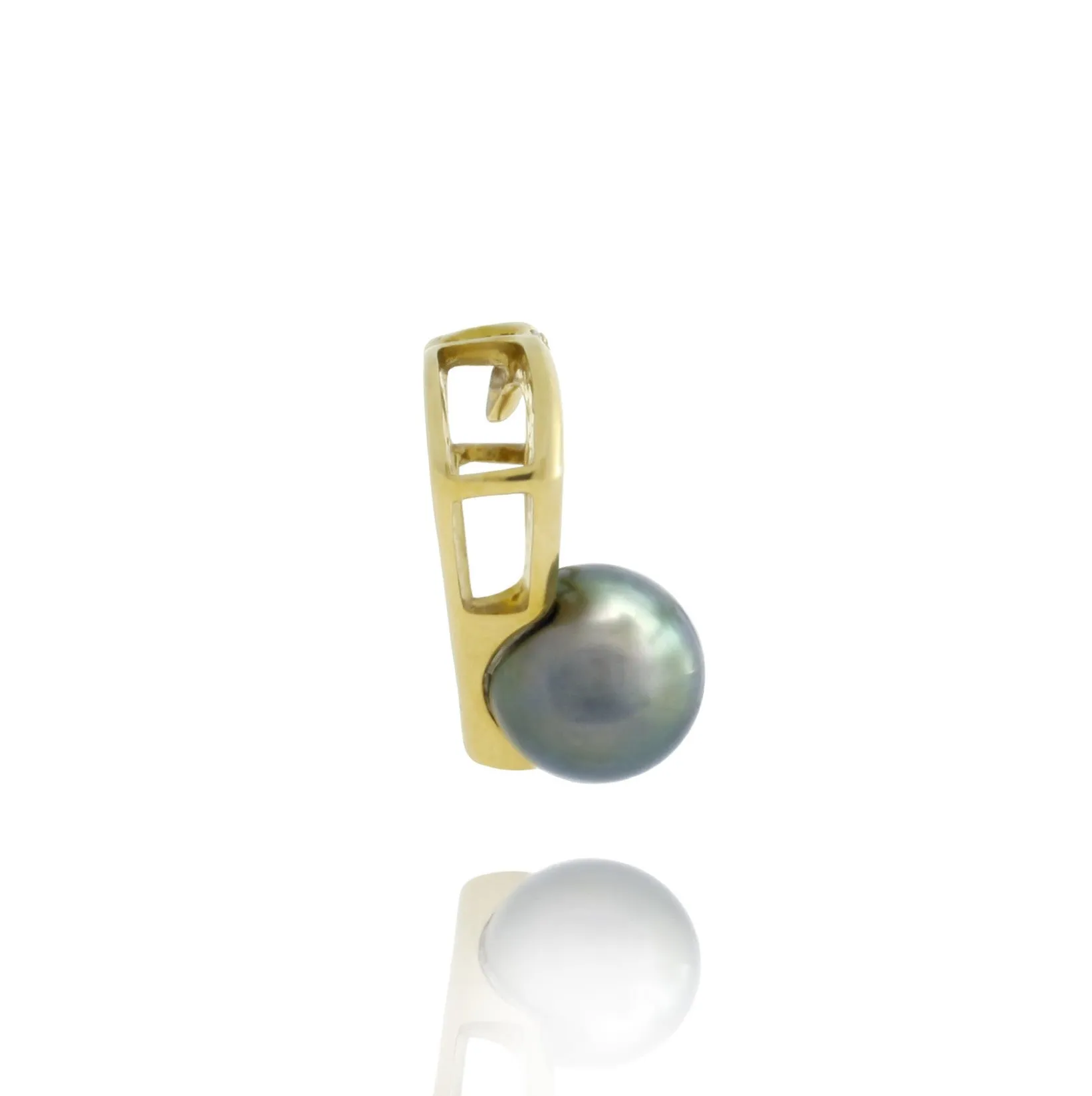 Tahitian pearl pendant - 18k yellow gold with diamonds - Forever