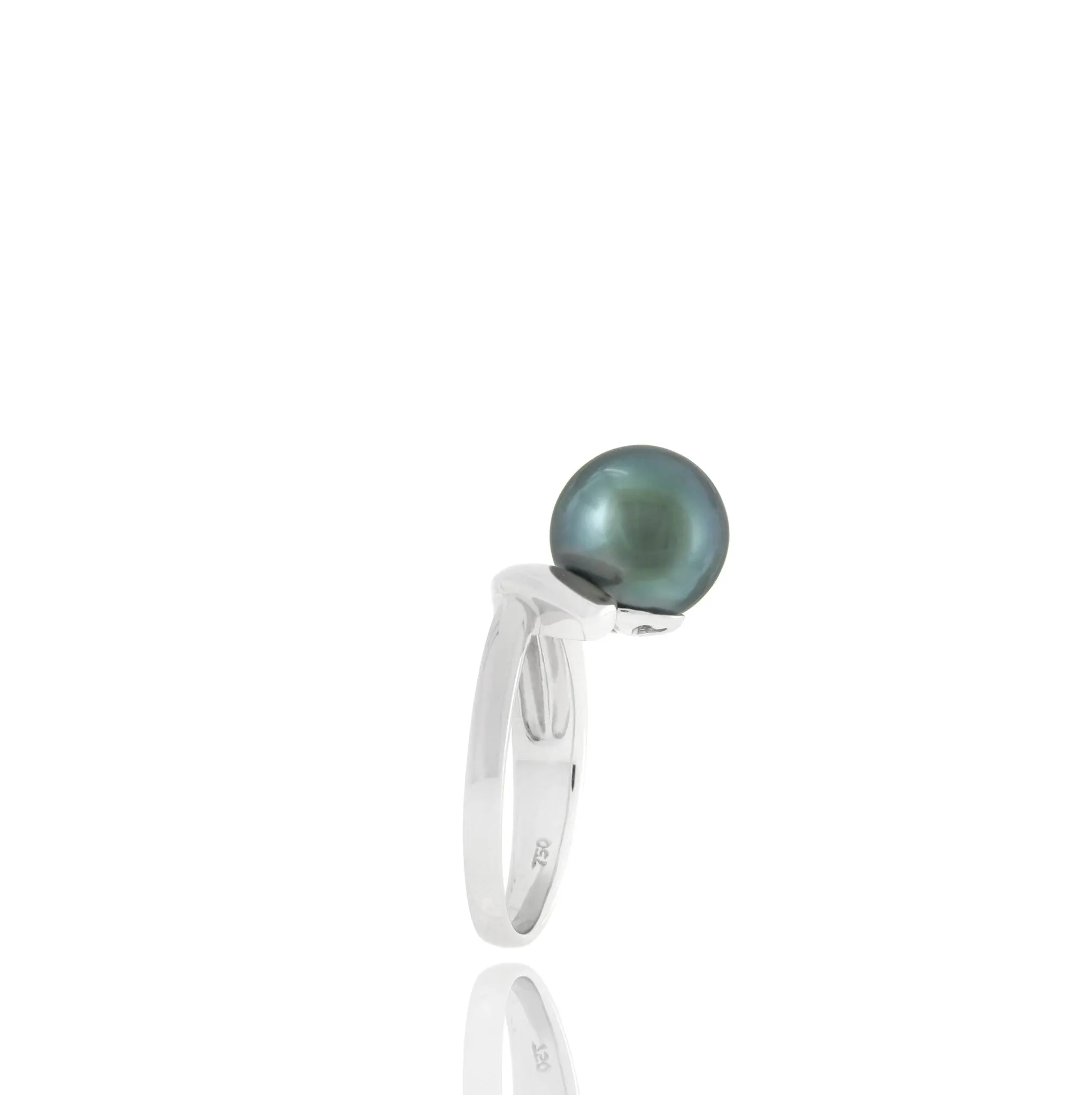 Tahitian pearl ring - 18k white gold - RGWGPE00021