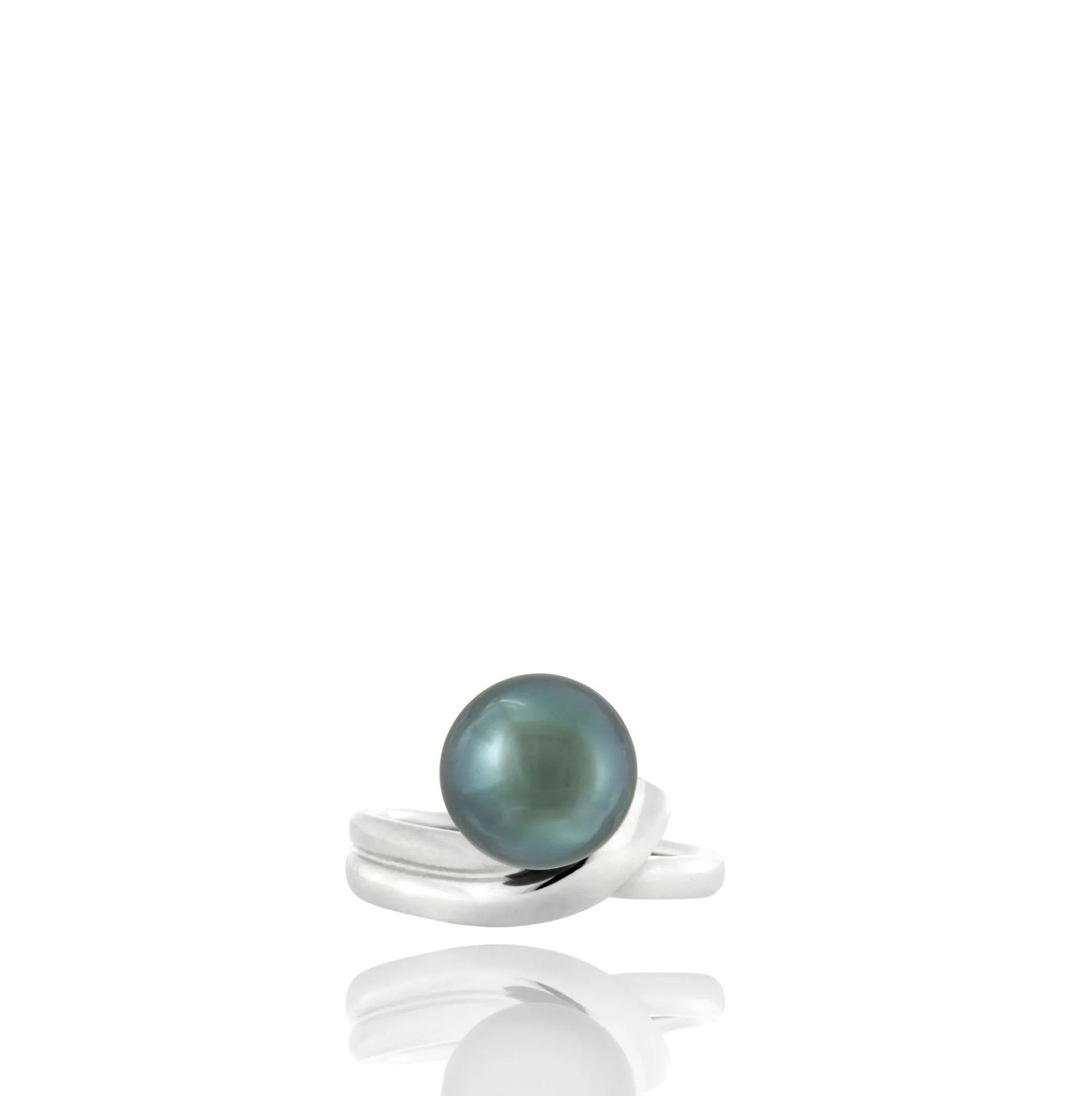 Tahitian pearl ring - 18k white gold - RGWGPE00021