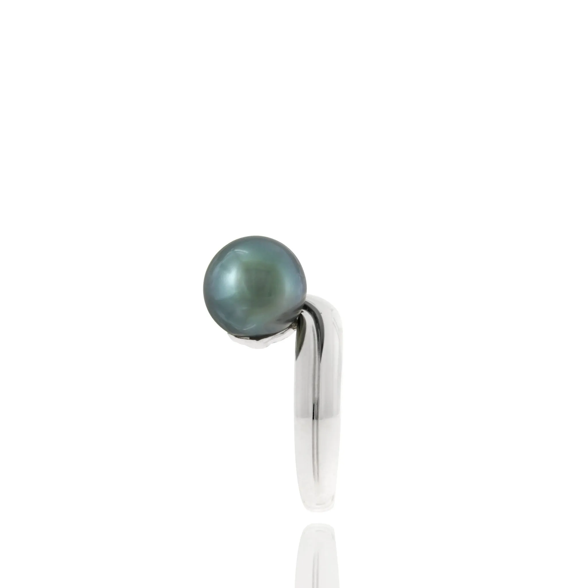 Tahitian pearl ring - 18k white gold - RGWGPE00021