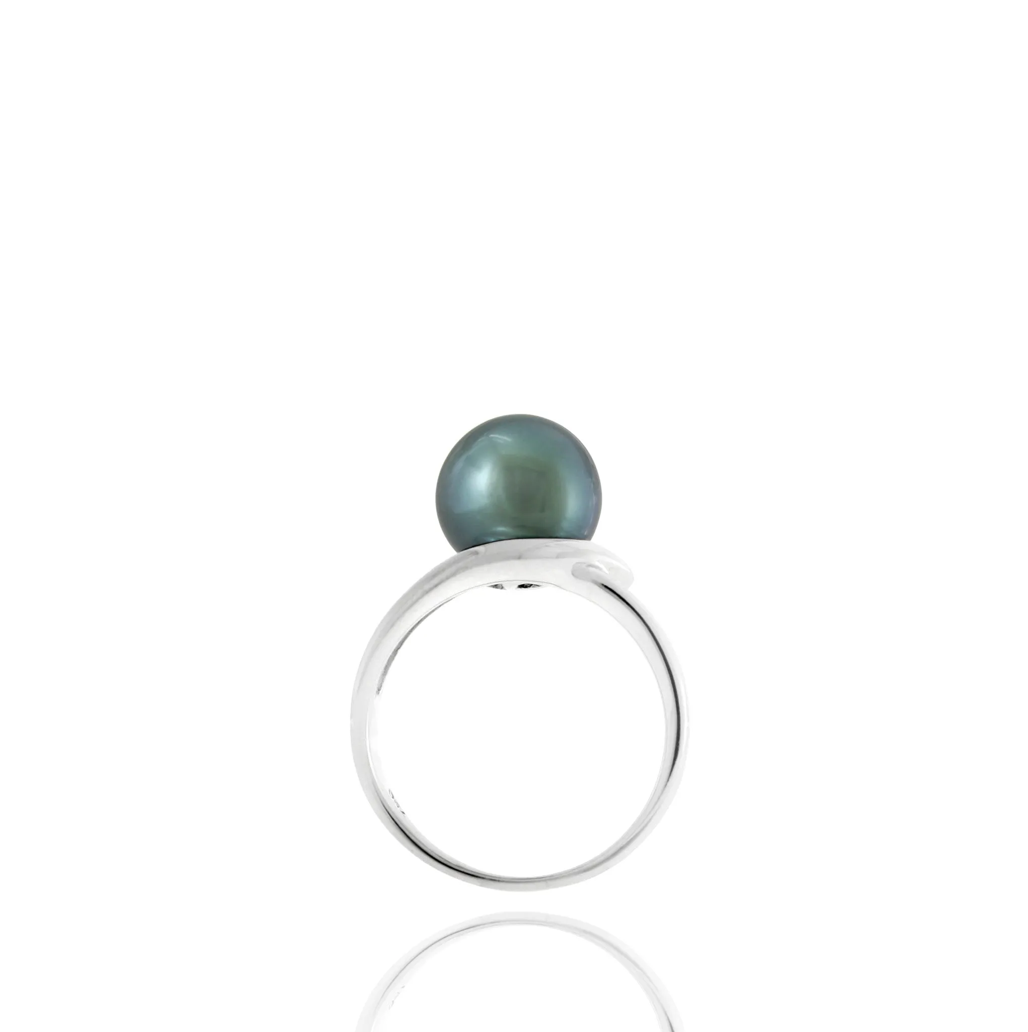 Tahitian pearl ring - 18k white gold - RGWGPE00021