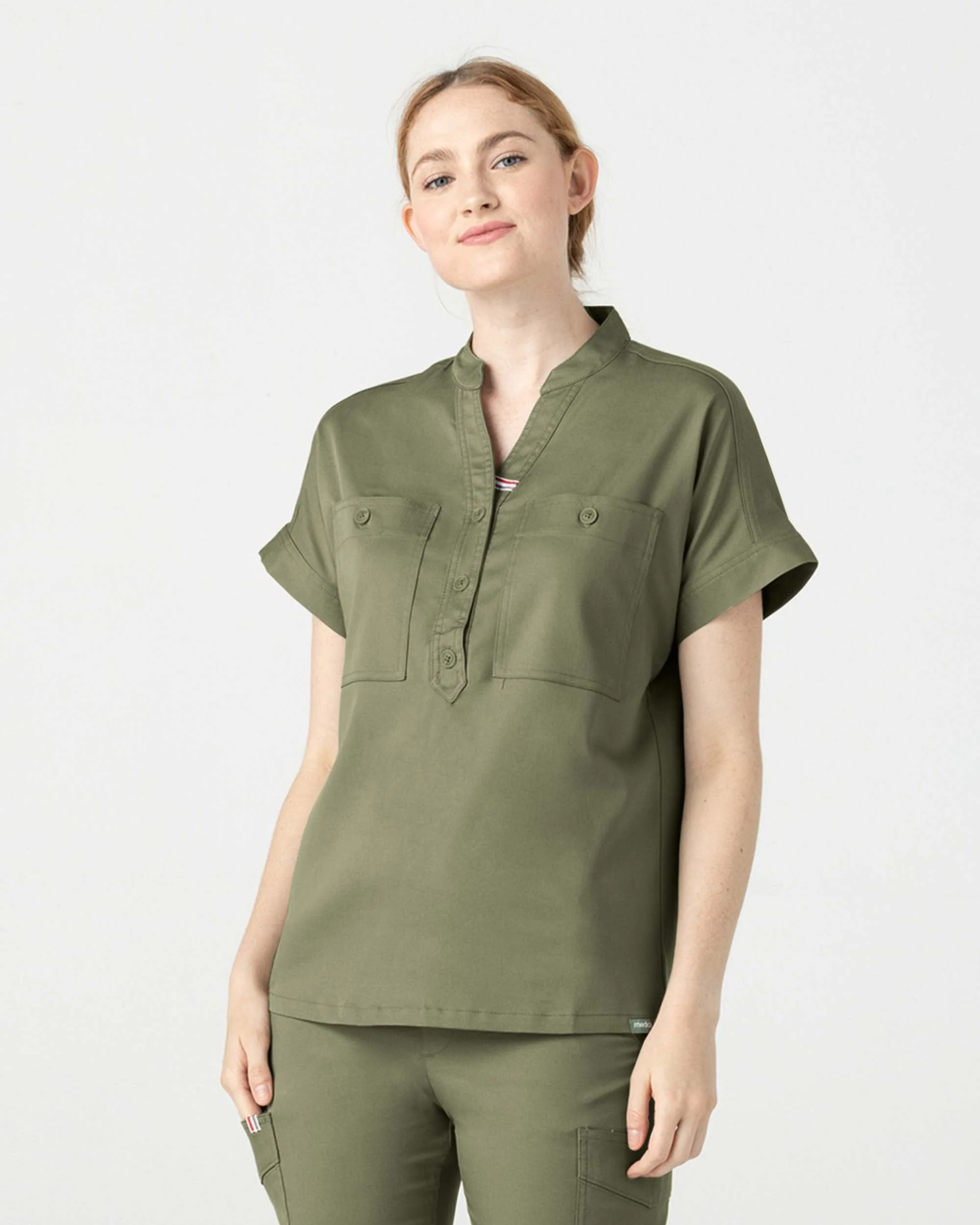 TENCEL™ Fiji‎ ‎ Banded Collar Scrub Top