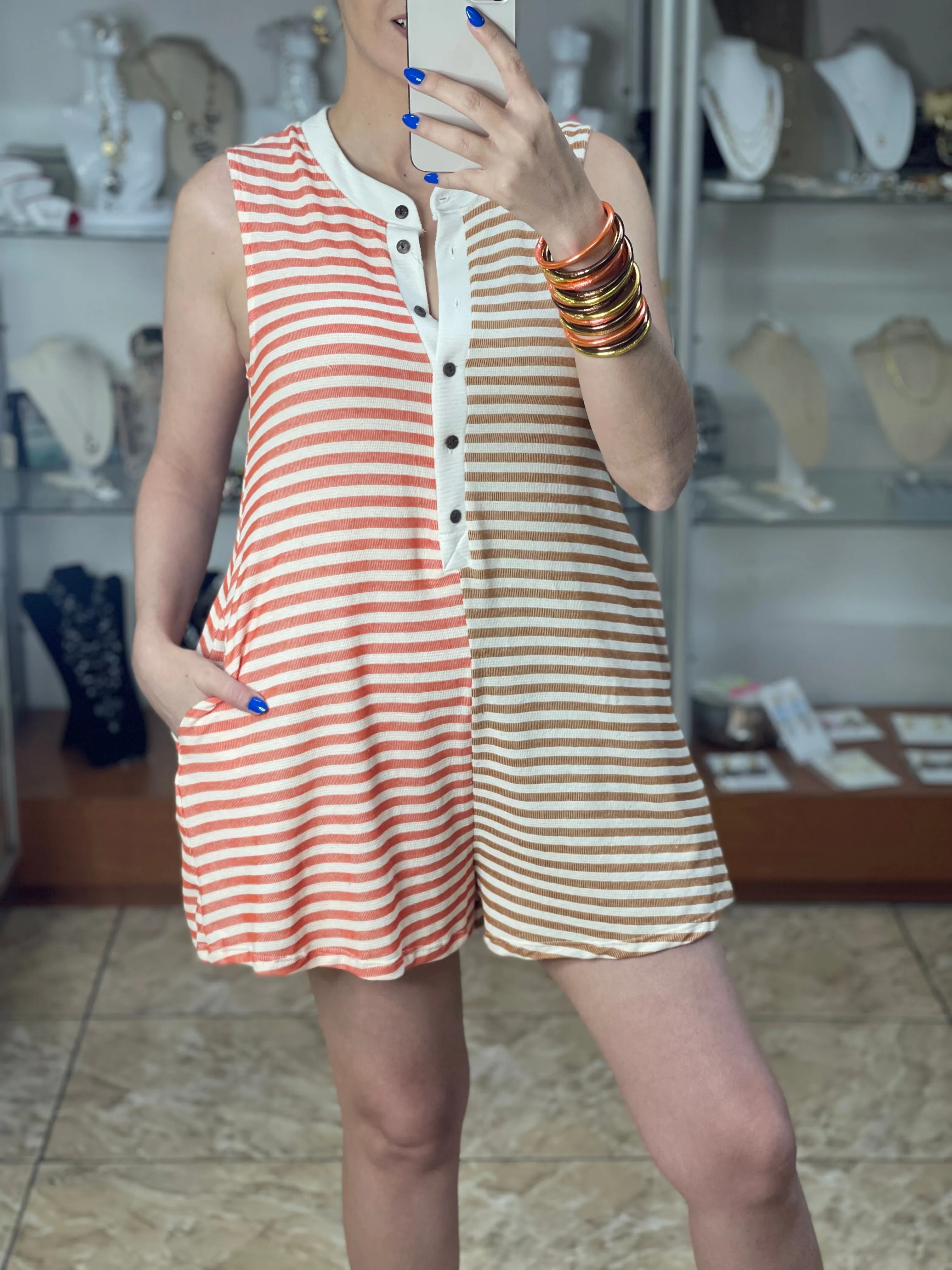 Two Tones Stripes Romper