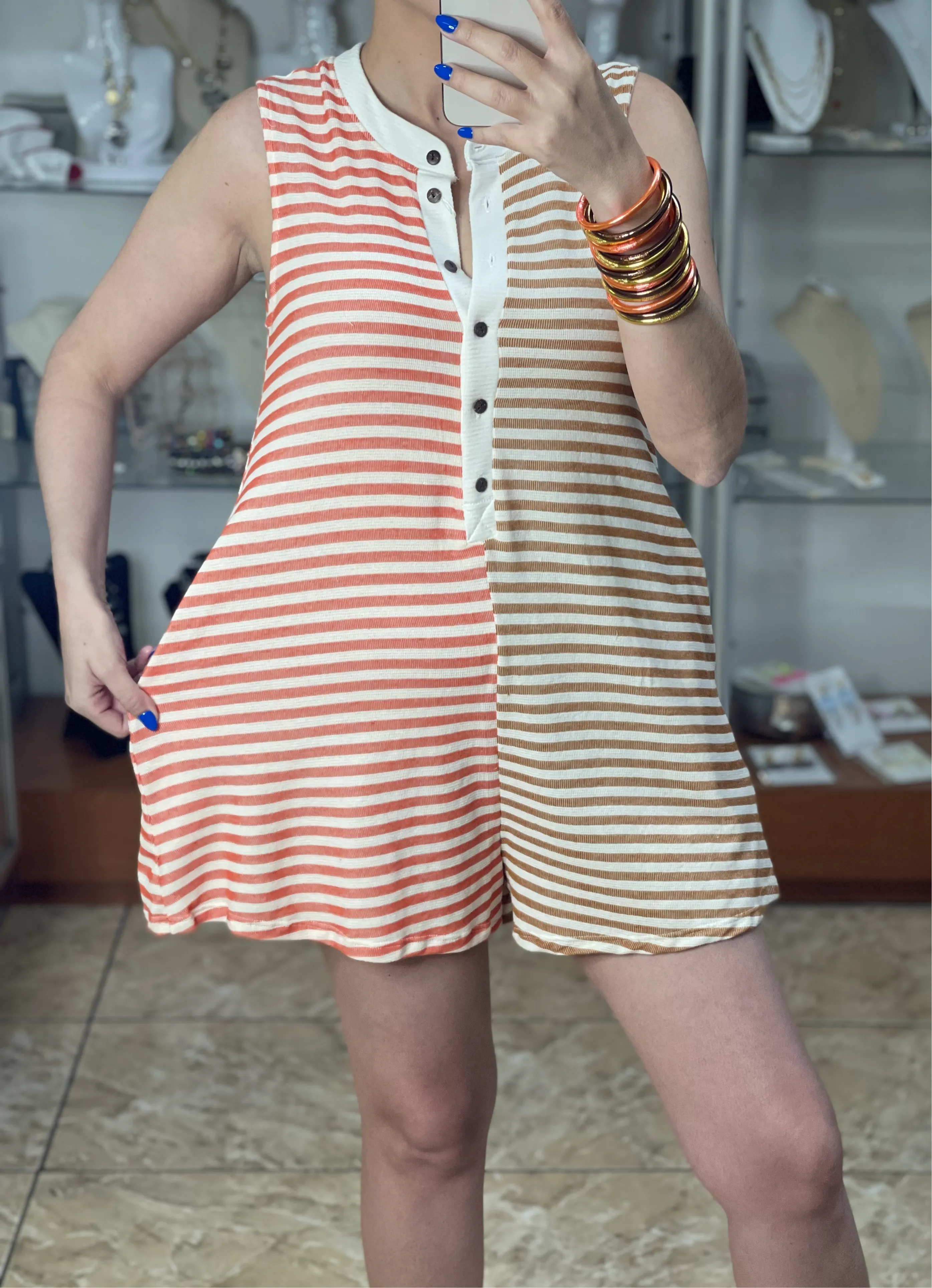 Two Tones Stripes Romper