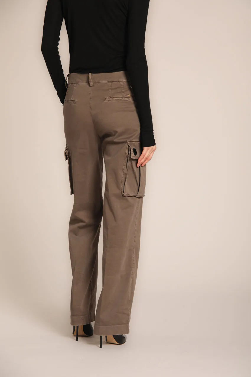 Victoria women's cargo pants in gabardine straight fit  ①