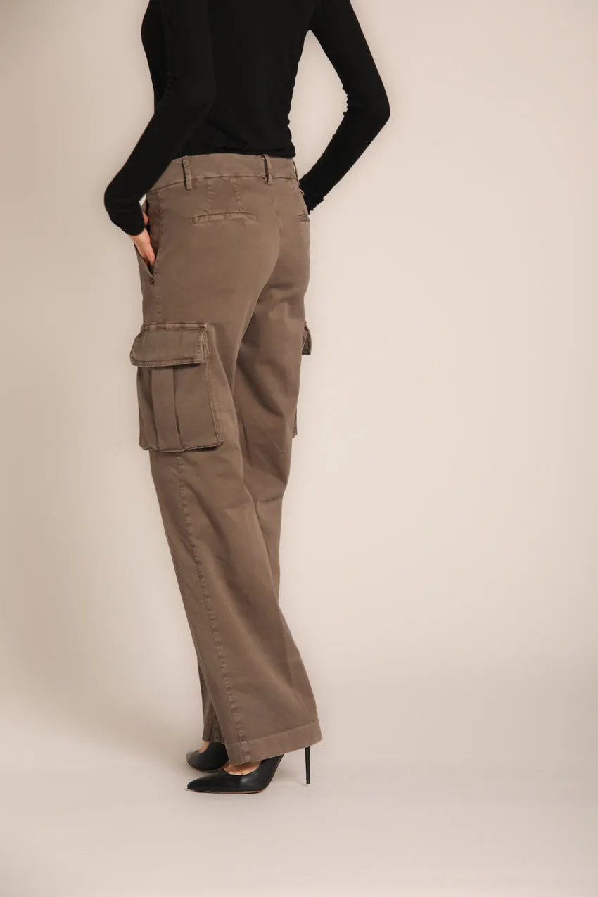 Victoria women's cargo pants in gabardine straight fit  ①