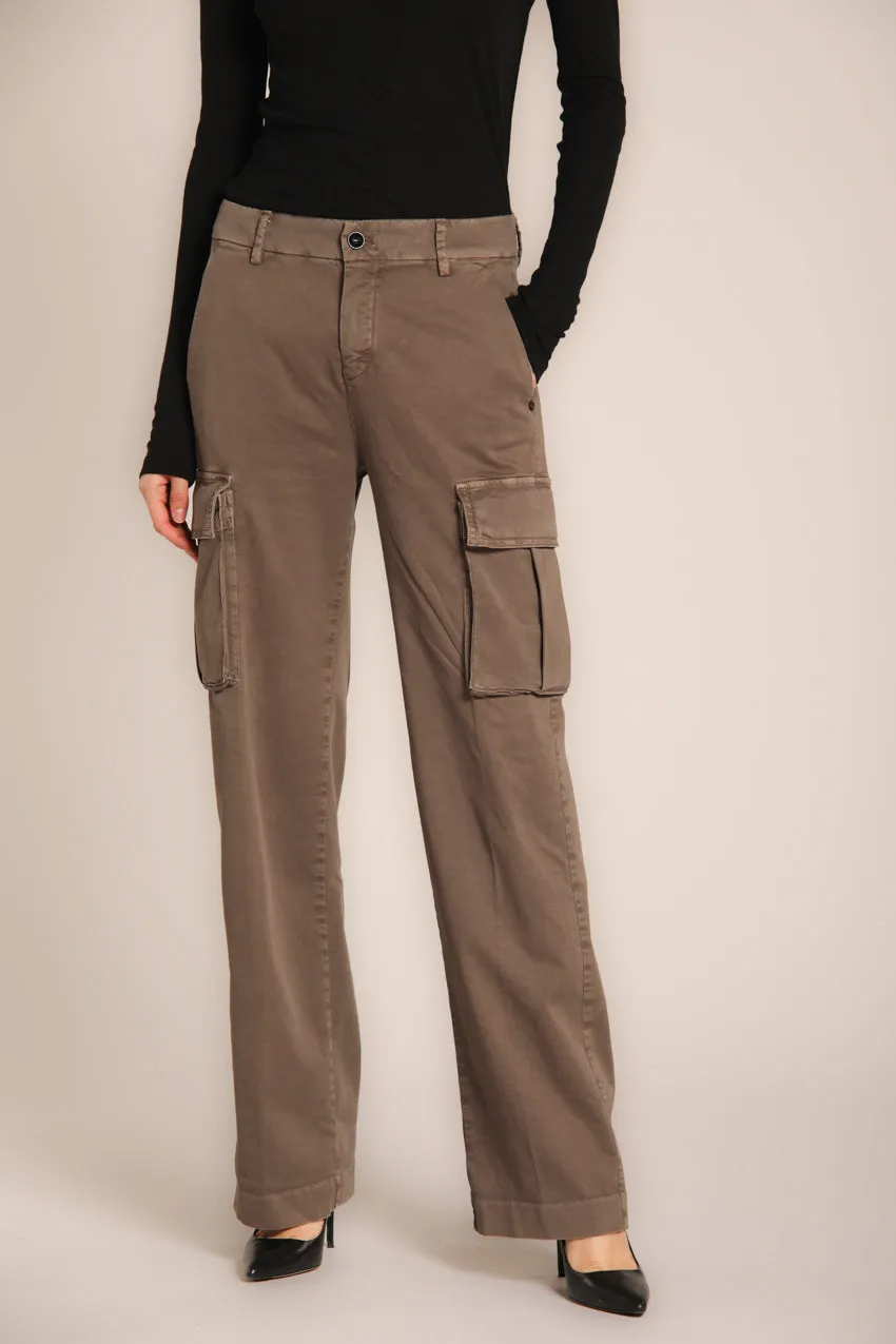 Victoria women's cargo pants in gabardine straight fit  ①