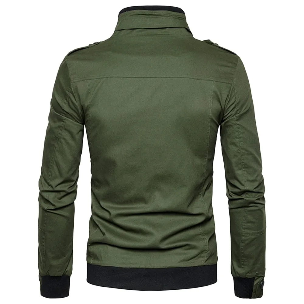 West Louis™ Epaulet Design Pockets Zip Up Jacket