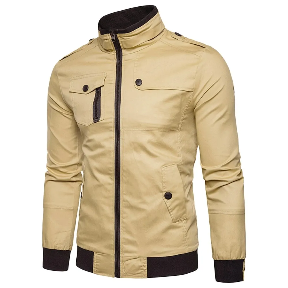 West Louis™ Epaulet Design Pockets Zip Up Jacket