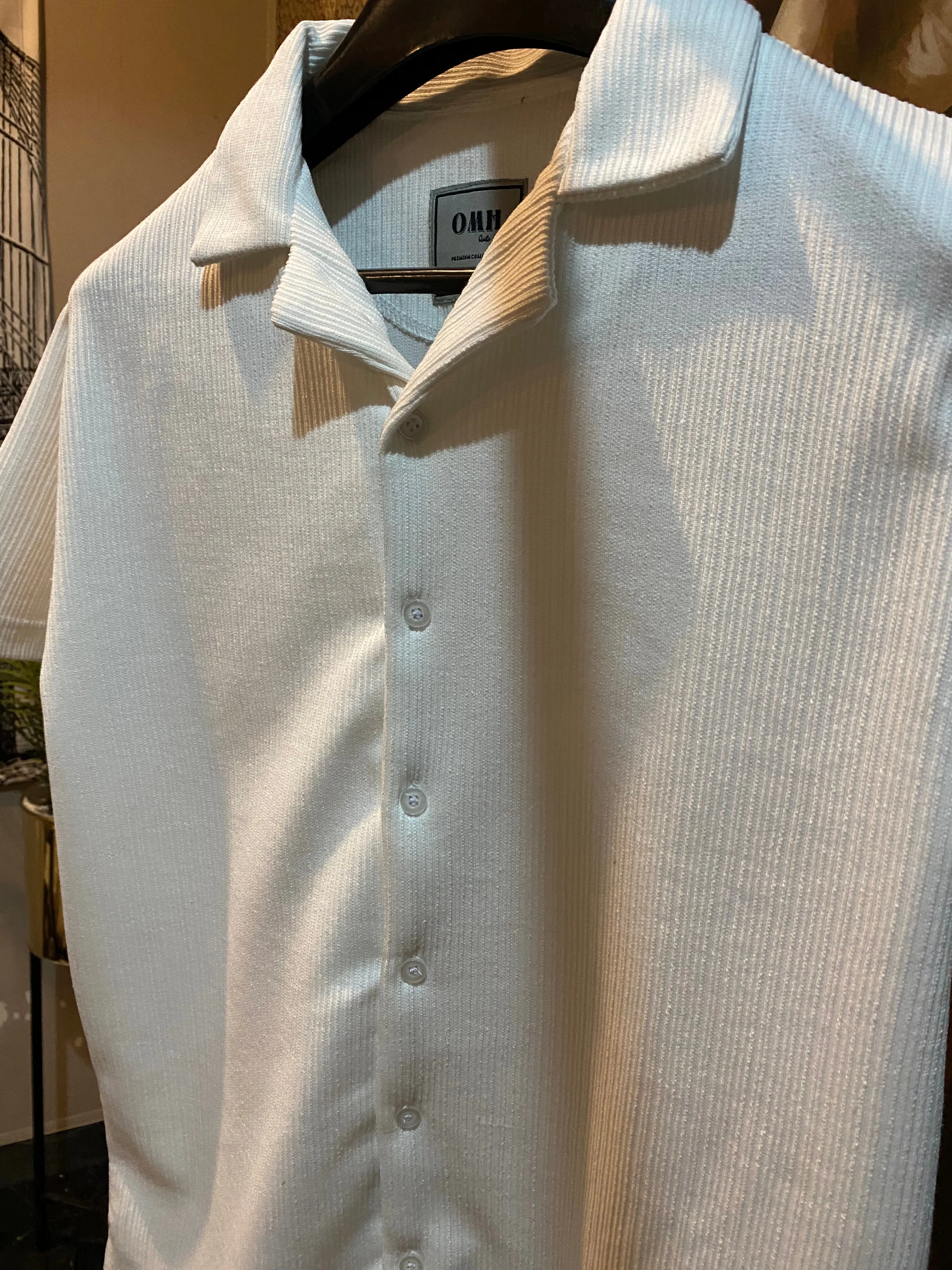 WHITE OTTOMAN OVER-SIZED CUBAN COLLAR SHIRT