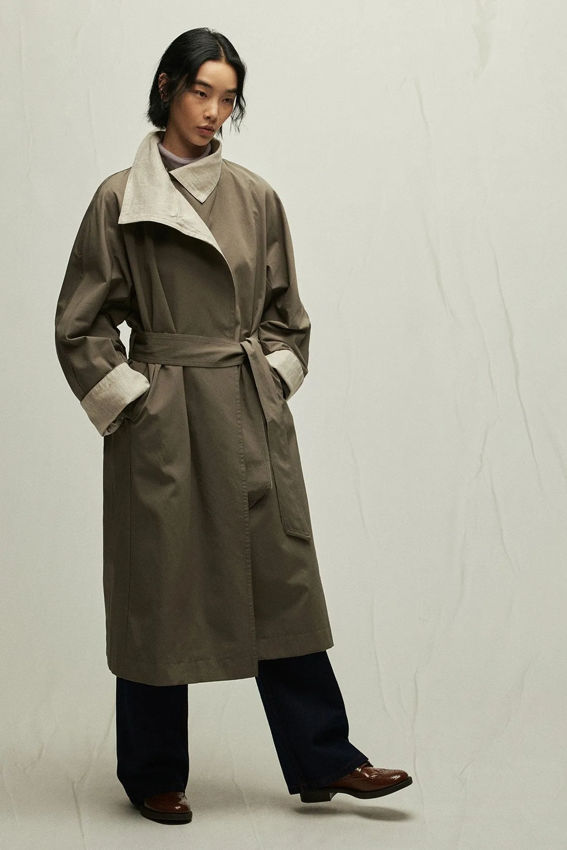 Wide carpel long-line trench coat | 2 color