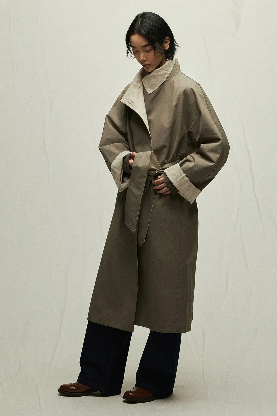 Wide carpel long-line trench coat | 2 color