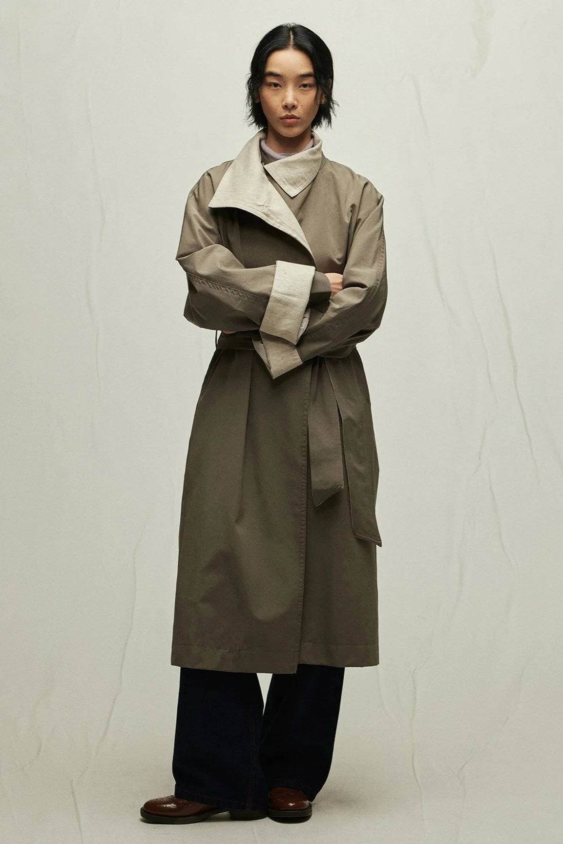 Wide carpel long-line trench coat | 2 color