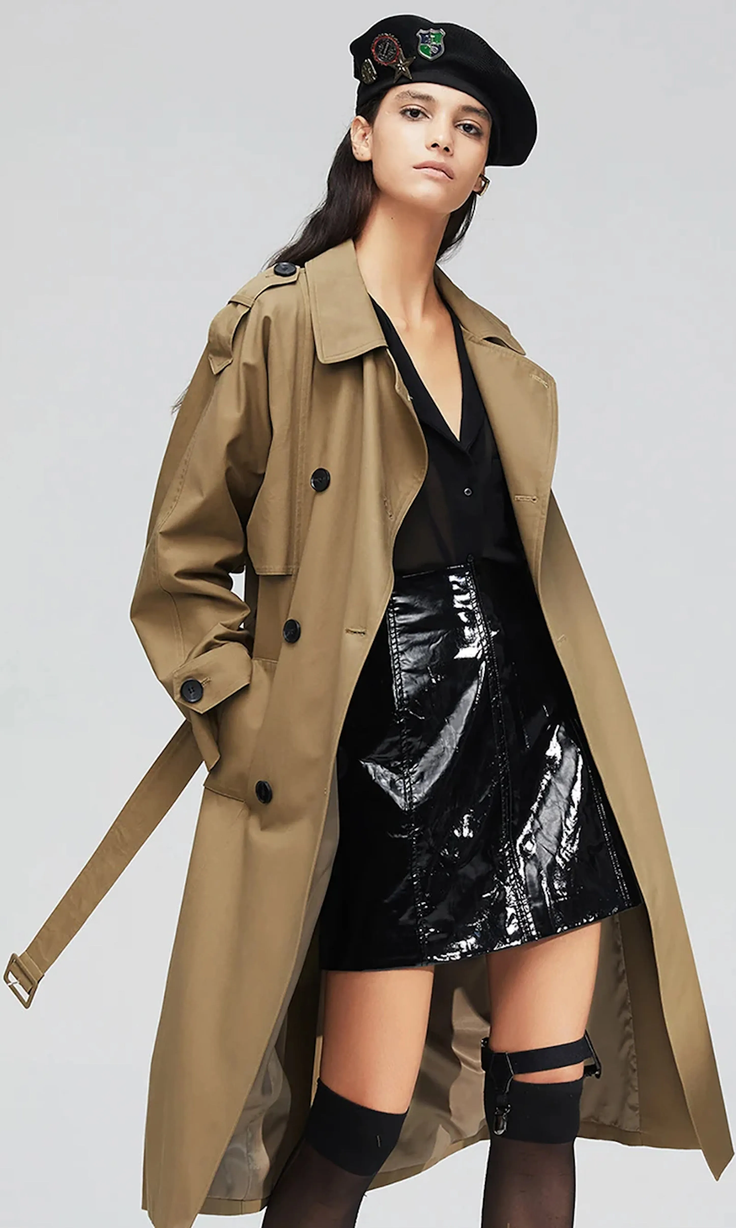 Windbreaker Women Cotton Washed Long Double-breasted Trench Coat