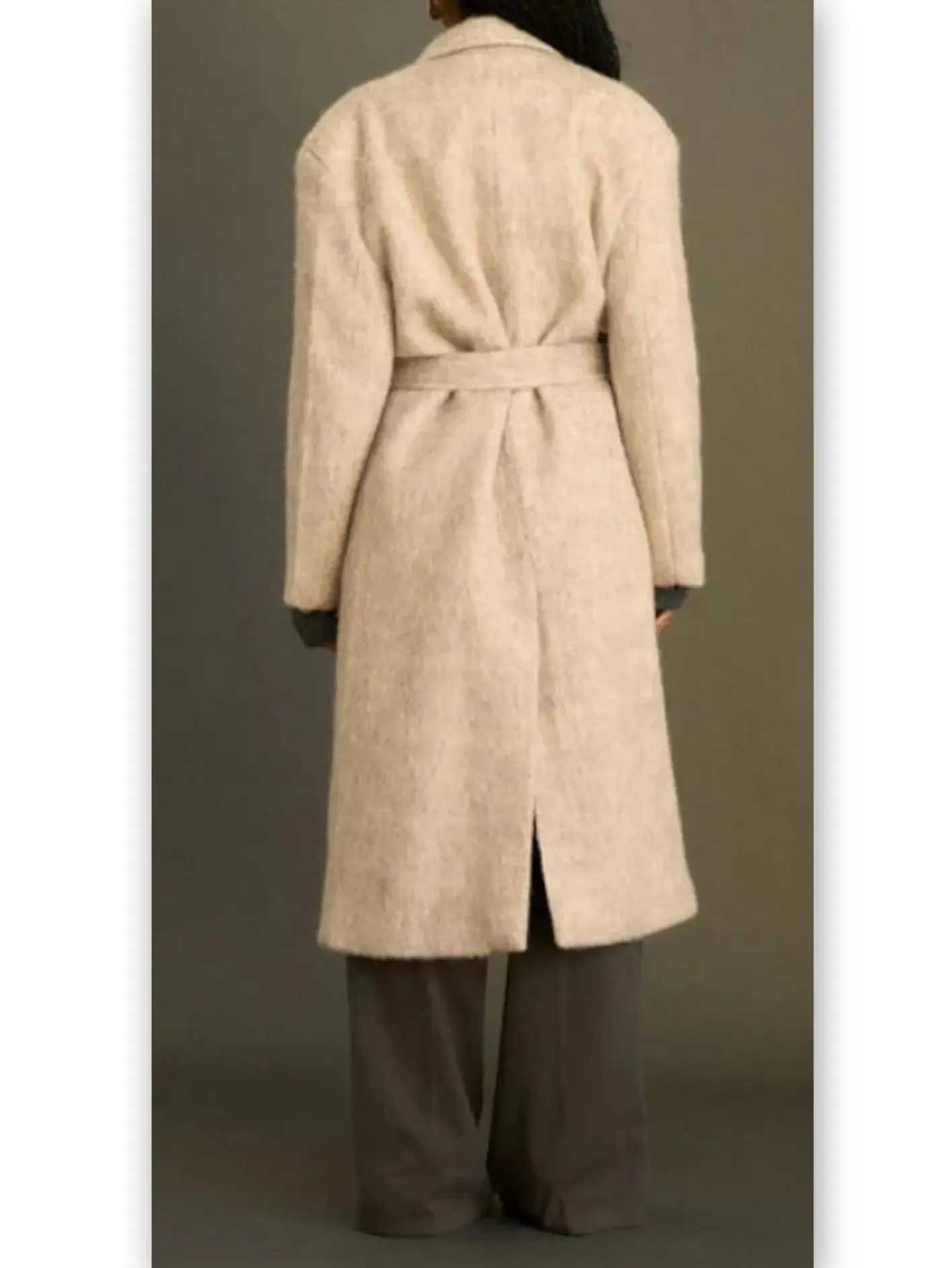 Women’s Belted Single-Breasted Mohair-Look Textured Coat