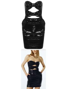 Women’s Black Sequin-Embellished Strapless Mini Dress