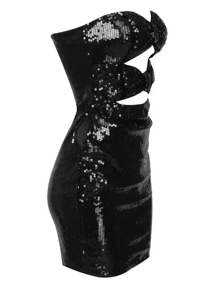 Women’s Black Sequin-Embellished Strapless Mini Dress