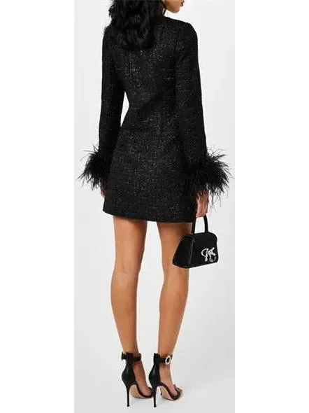 Women’s Boucle Feather Mini Dress