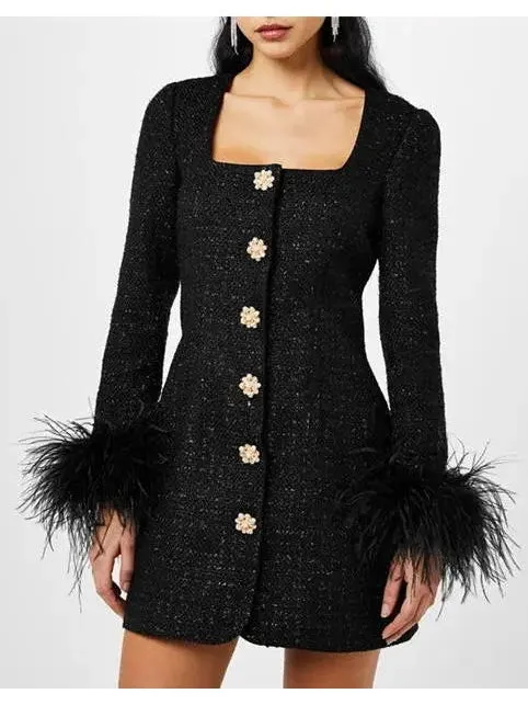 Women’s Boucle Feather Mini Dress