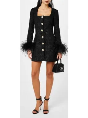 Women’s Boucle Feather Mini Dress