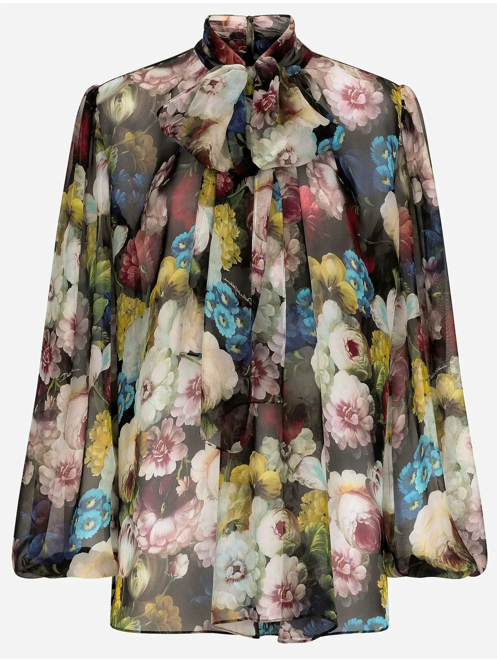 Women’s Chiffon Shirt with Nocturnal Flower Print