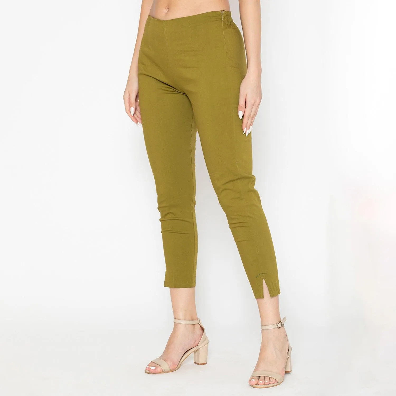 Women's Cotton Formal Trousers - Green