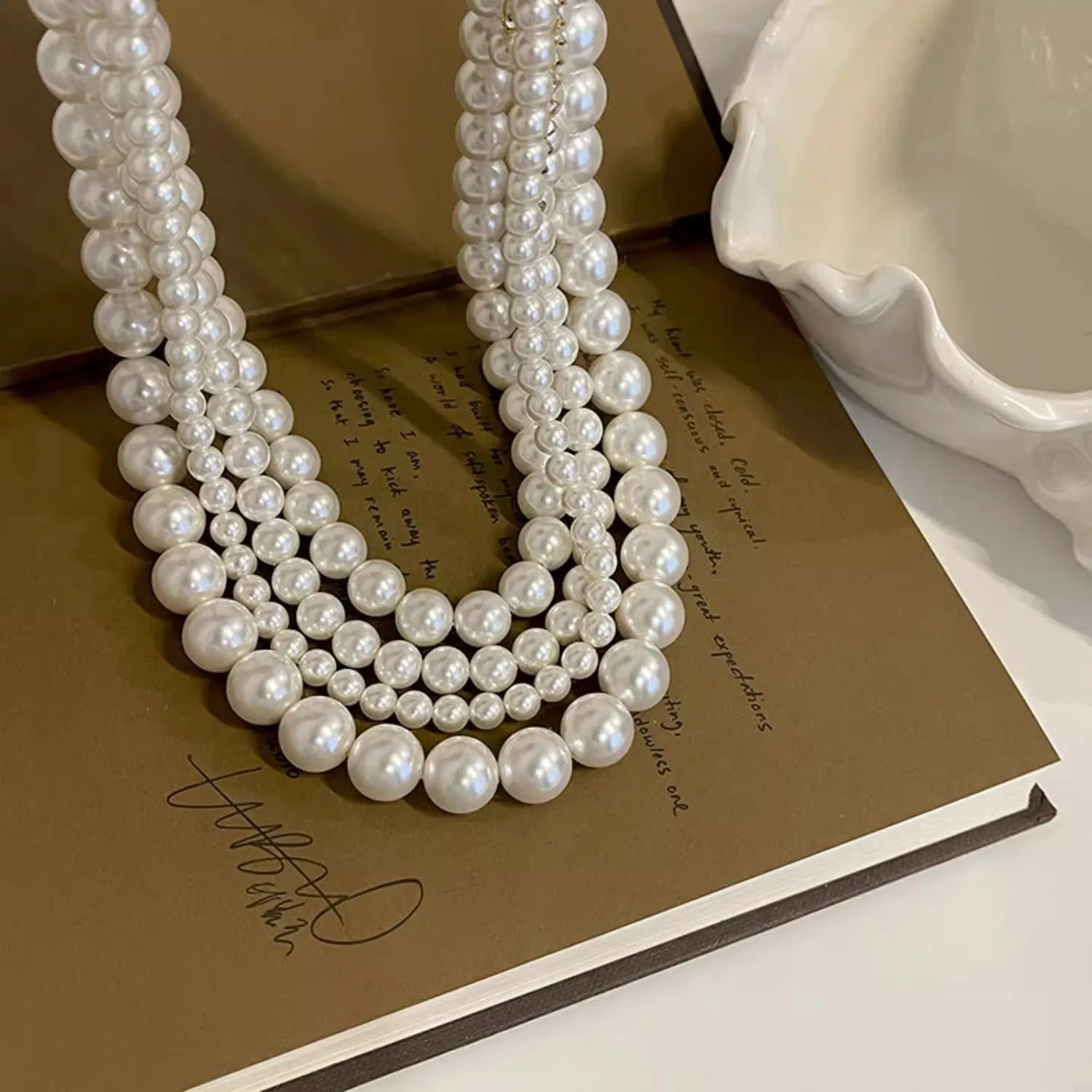 Women's Glass Imitation Pearl Clavicle Chain Accessories