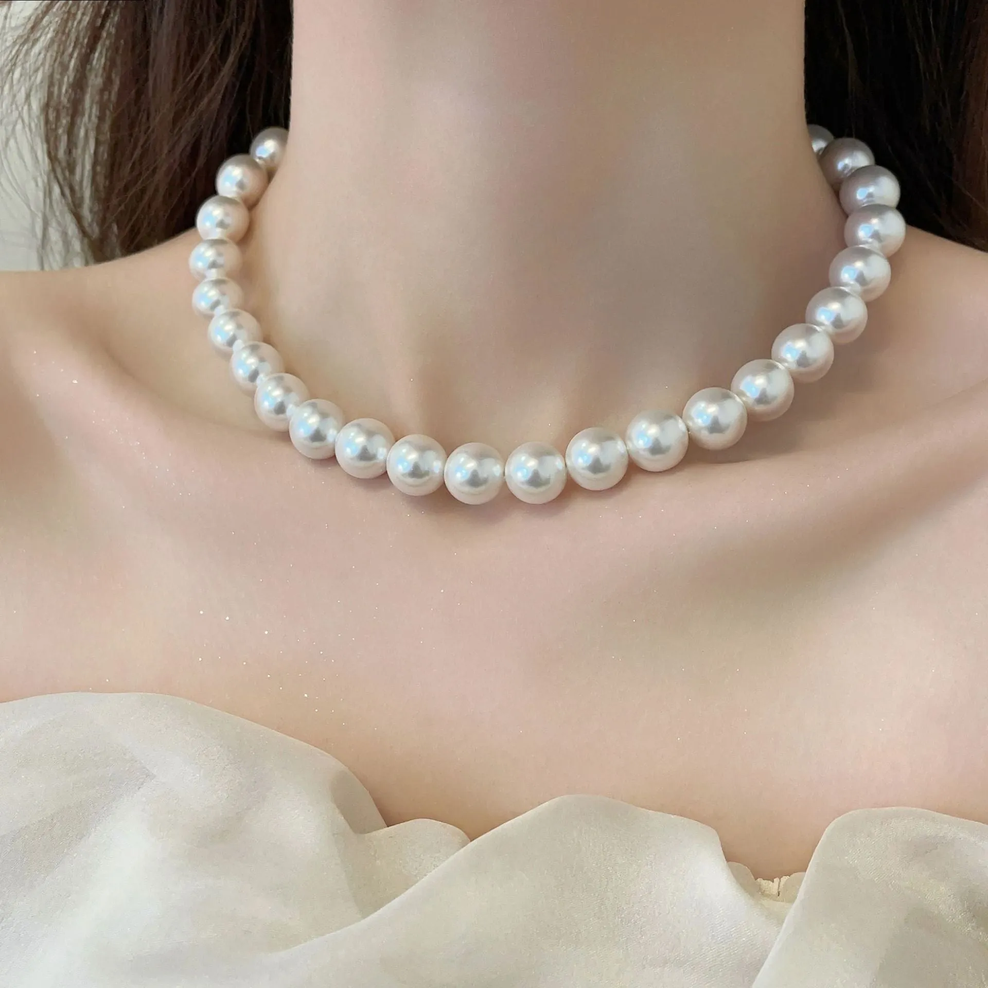 Women's Glass Imitation Pearl Clavicle Chain Accessories